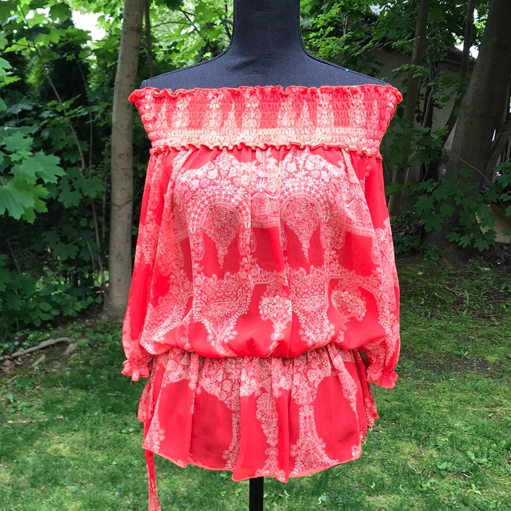 GUM printed off the shoulder top